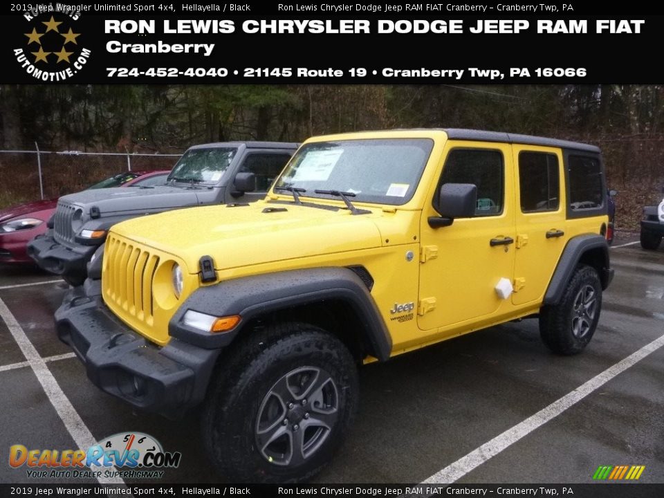 2019 Jeep Wrangler Unlimited Sport 4x4 Hellayella / Black Photo #1