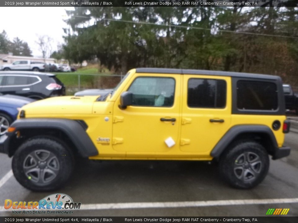 2019 Jeep Wrangler Unlimited Sport 4x4 Hellayella / Black Photo #3