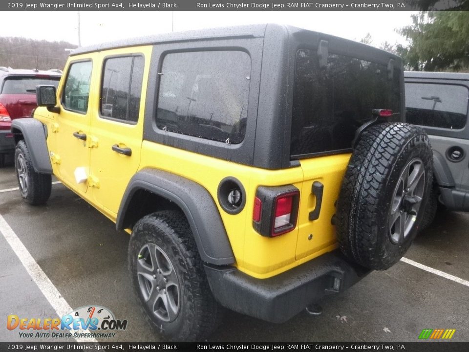2019 Jeep Wrangler Unlimited Sport 4x4 Hellayella / Black Photo #4