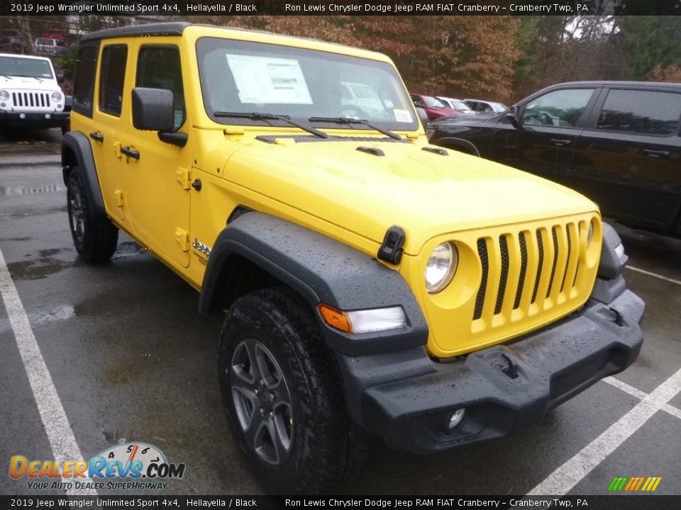 2019 Jeep Wrangler Unlimited Sport 4x4 Hellayella / Black Photo #7
