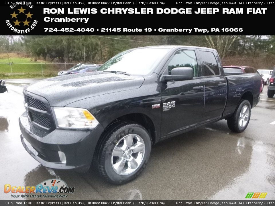 2019 Ram 1500 Classic Express Quad Cab 4x4 Brilliant Black Crystal Pearl / Black/Diesel Gray Photo #1