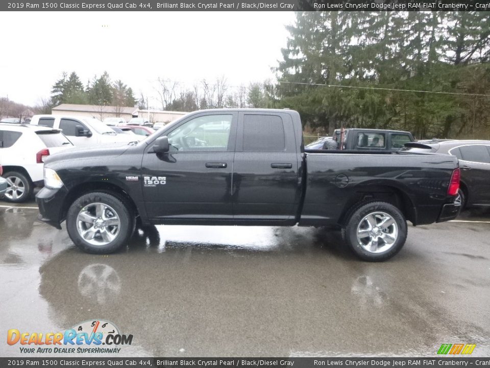 2019 Ram 1500 Classic Express Quad Cab 4x4 Brilliant Black Crystal Pearl / Black/Diesel Gray Photo #2