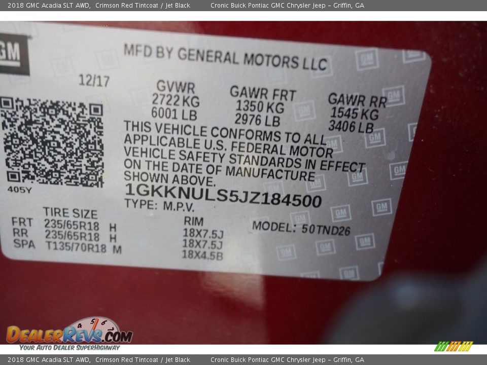 2018 GMC Acadia SLT AWD Crimson Red Tintcoat / Jet Black Photo #19
