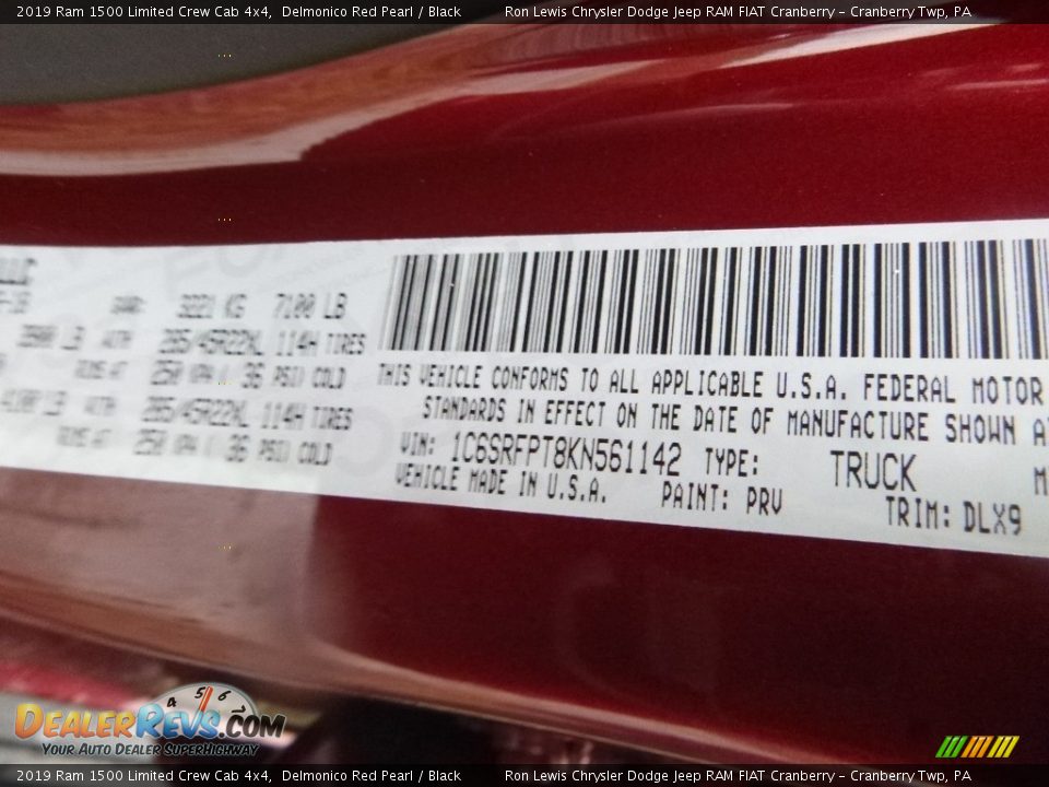 2019 Ram 1500 Limited Crew Cab 4x4 Delmonico Red Pearl / Black Photo #12