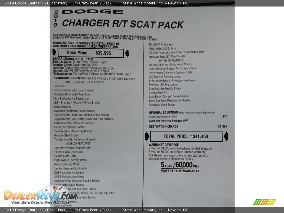 2019 Dodge Charger R/T Scat Pack Plum Crazy Pearl / Black Photo #35