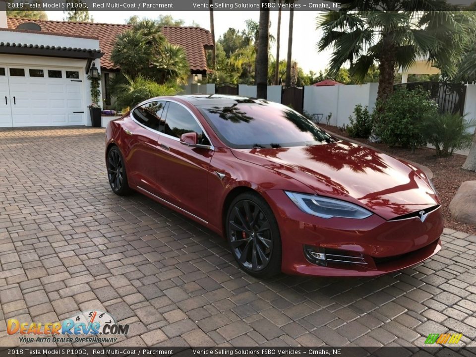 2018 Tesla Model S P100D Red Multi-Coat / Parchment Photo #19