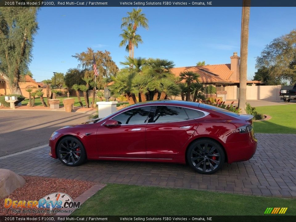 2018 Tesla Model S P100D Red Multi-Coat / Parchment Photo #24