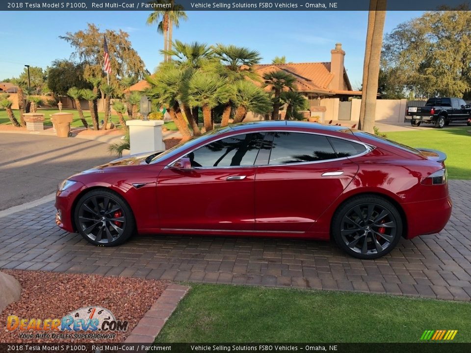 2018 Tesla Model S P100D Red Multi-Coat / Parchment Photo #25
