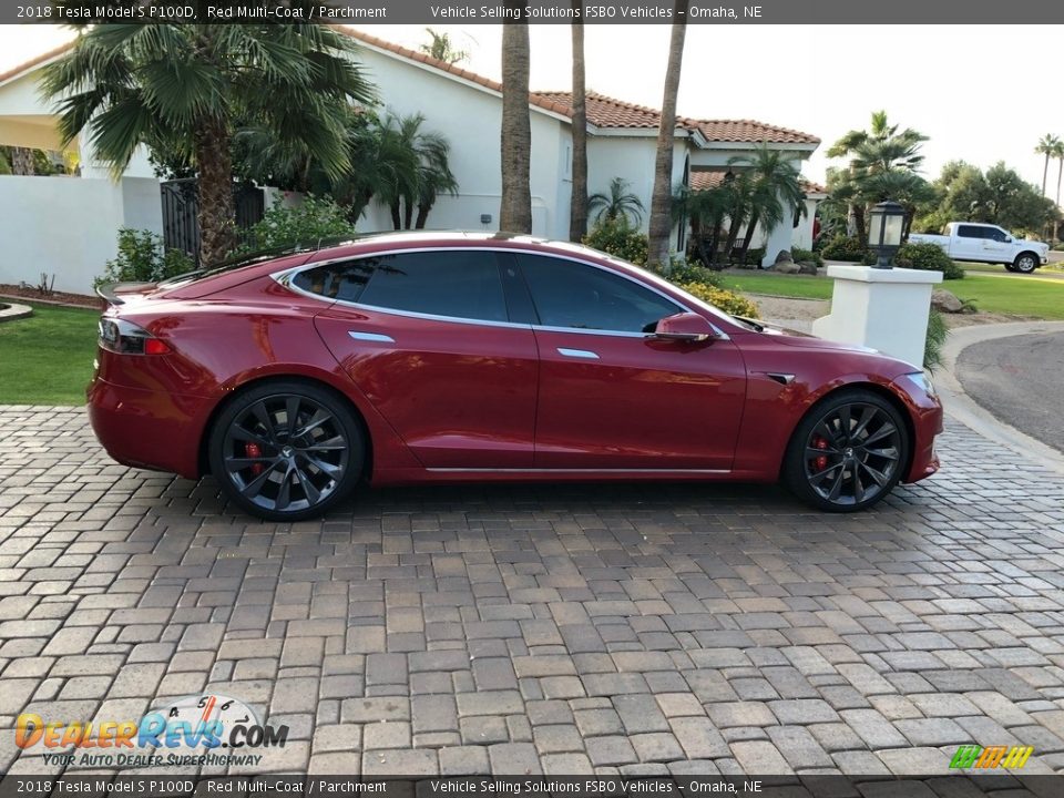 2018 Tesla Model S P100D Red Multi-Coat / Parchment Photo #26