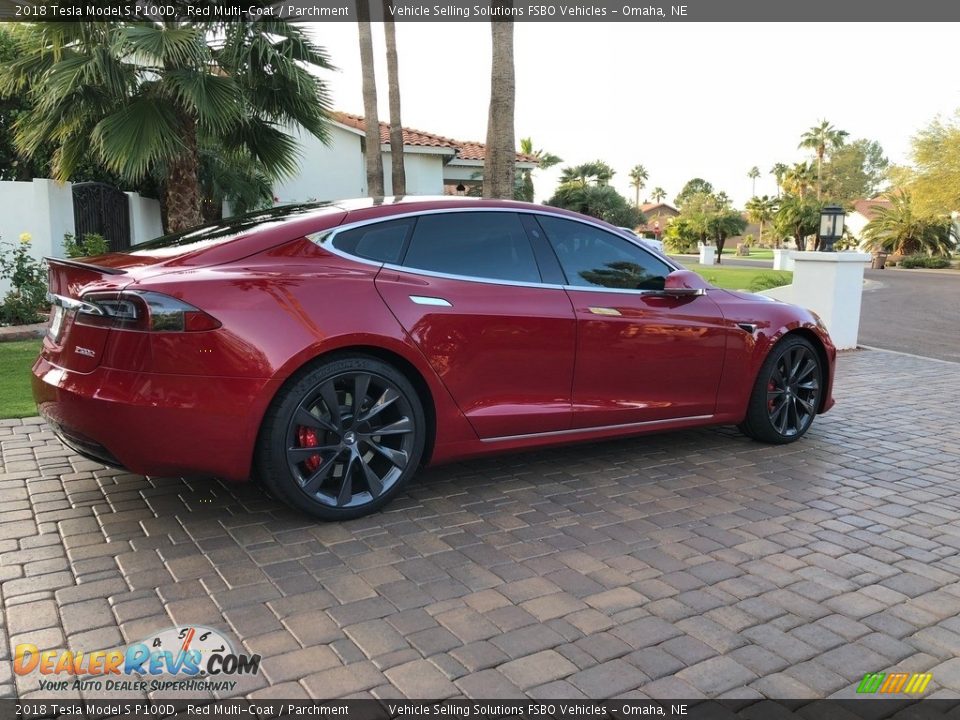 2018 Tesla Model S P100D Red Multi-Coat / Parchment Photo #34