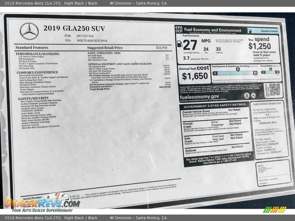 2019 Mercedes-Benz GLA 250 Night Black / Black Photo #10