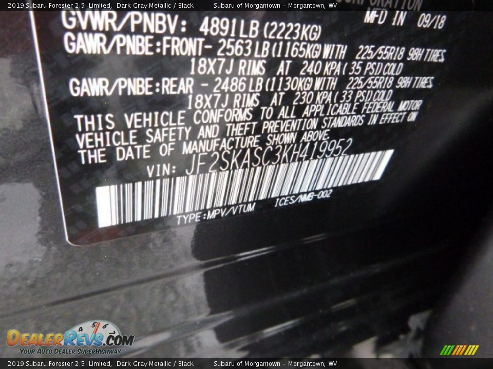 2019 Subaru Forester 2.5i Limited Dark Gray Metallic / Black Photo #16