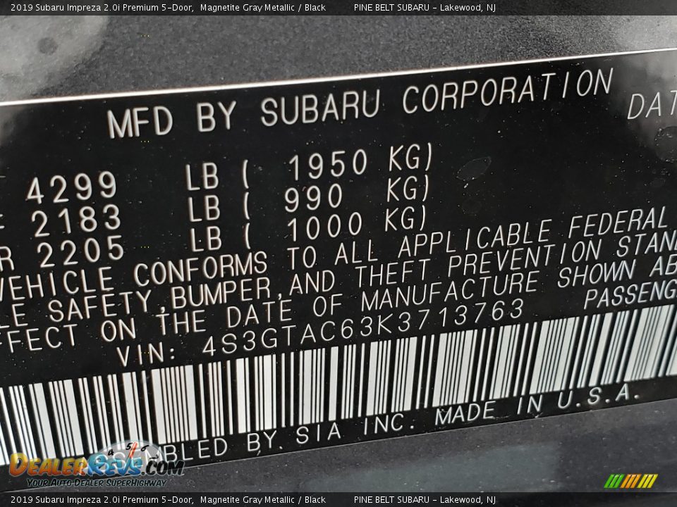 2019 Subaru Impreza 2.0i Premium 5-Door Magnetite Gray Metallic / Black Photo #9