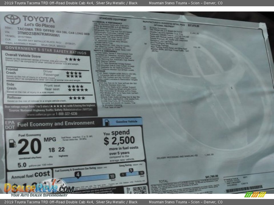 2019 Toyota Tacoma TRD Off-Road Double Cab 4x4 Silver Sky Metallic / Black Photo #36