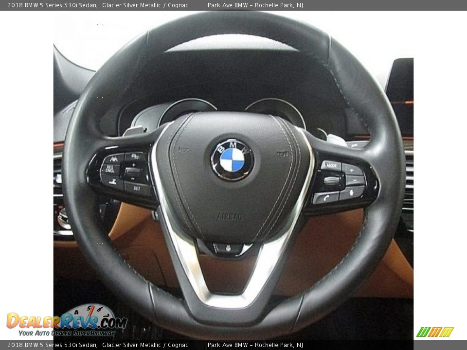 2018 BMW 5 Series 530i Sedan Glacier Silver Metallic / Cognac Photo #24