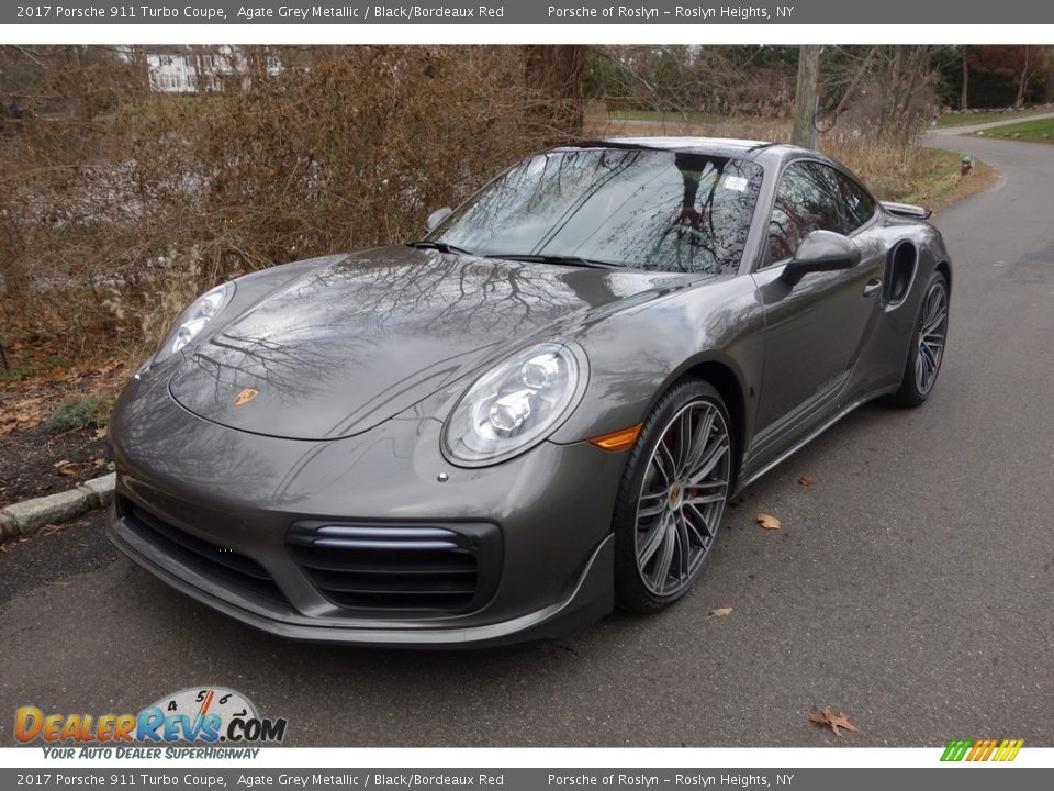 2017 Porsche 911 Turbo Coupe Agate Grey Metallic / Black/Bordeaux Red Photo #1