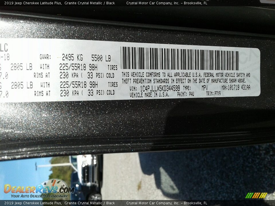 2019 Jeep Cherokee Latitude Plus Granite Crystal Metallic / Black Photo #21