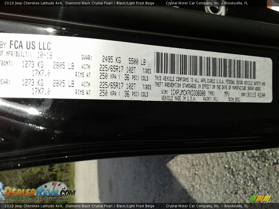 2019 Jeep Cherokee Latitude 4x4 Diamond Black Crystal Pearl / Black/Light Frost Beige Photo #21