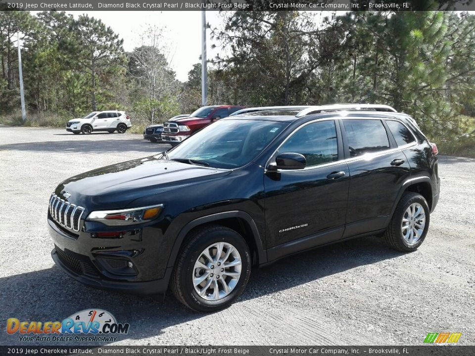 2019 Jeep Cherokee Latitude Diamond Black Crystal Pearl / Black/Light Frost Beige Photo #1