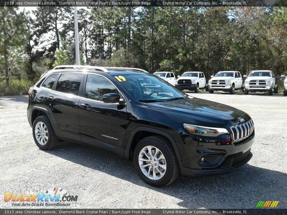 2019 Jeep Cherokee Latitude Diamond Black Crystal Pearl / Black/Light Frost Beige Photo #7