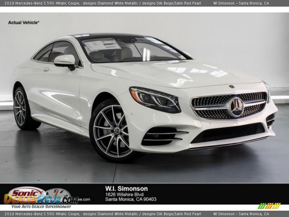 2019 Mercedes-Benz S 560 4Matic Coupe designo Diamond White Metallic / designo Silk Beige/Satin Red Pearl Photo #1