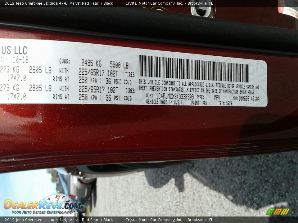 2019 Jeep Cherokee Latitude 4x4 Velvet Red Pearl / Black Photo #21