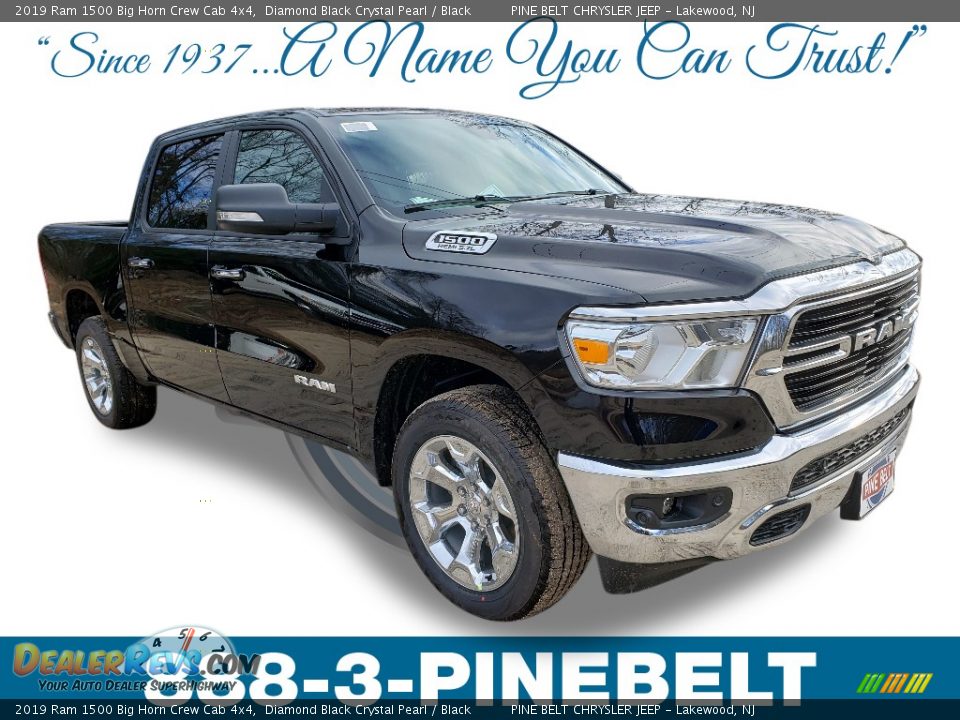 2019 Ram 1500 Big Horn Crew Cab 4x4 Diamond Black Crystal Pearl / Black Photo #1