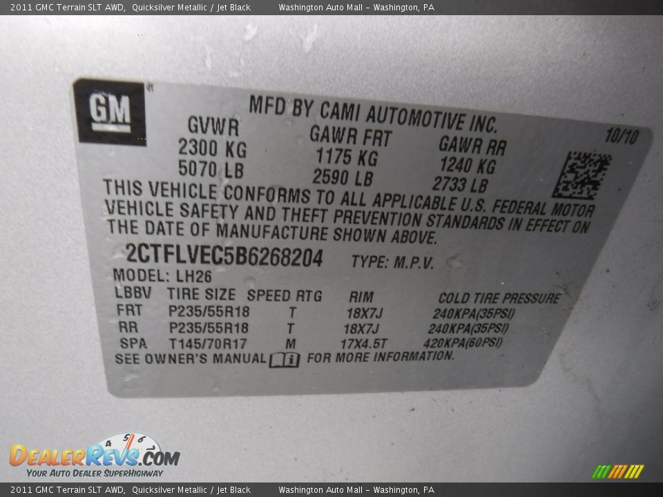 2011 GMC Terrain SLT AWD Quicksilver Metallic / Jet Black Photo #29