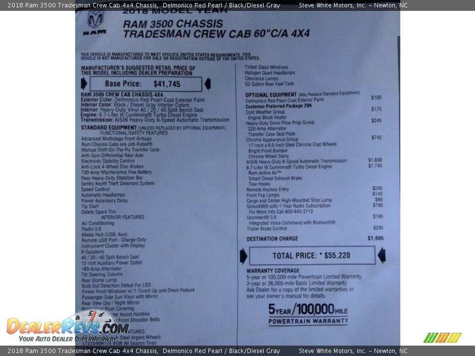 2018 Ram 3500 Tradesman Crew Cab 4x4 Chassis Delmonico Red Pearl / Black/Diesel Gray Photo #28