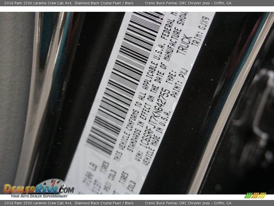 2019 Ram 1500 Laramie Crew Cab 4x4 Diamond Black Crystal Pearl / Black Photo #16