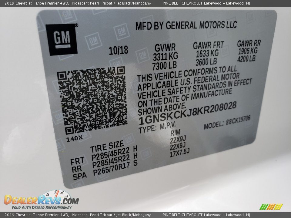 2019 Chevrolet Tahoe Premier 4WD Iridescent Pearl Tricoat / Jet Black/Mahogany Photo #9