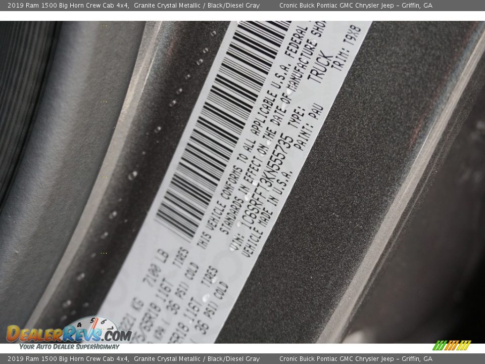 2019 Ram 1500 Big Horn Crew Cab 4x4 Granite Crystal Metallic / Black/Diesel Gray Photo #15