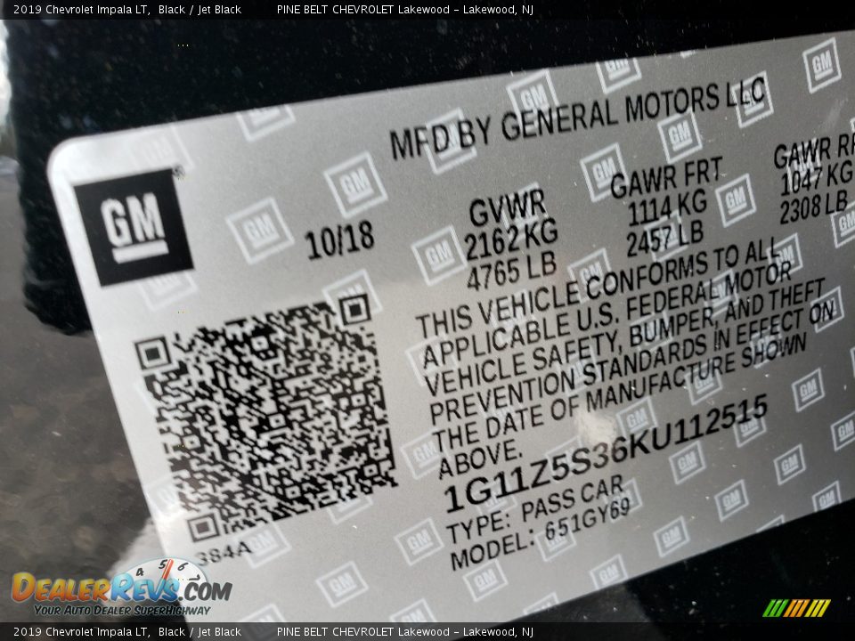 2019 Chevrolet Impala LT Black / Jet Black Photo #9