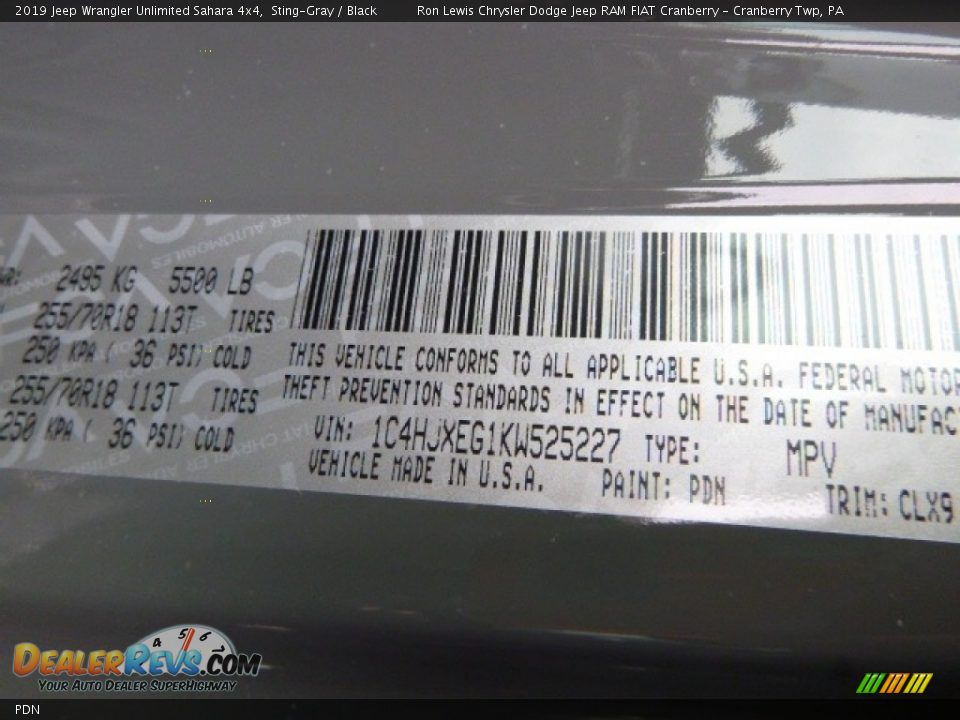 Jeep Color Code PDN Sting-Gray