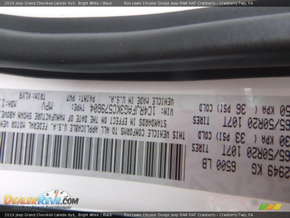 2019 Jeep Grand Cherokee Laredo 4x4 Bright White / Black Photo #14