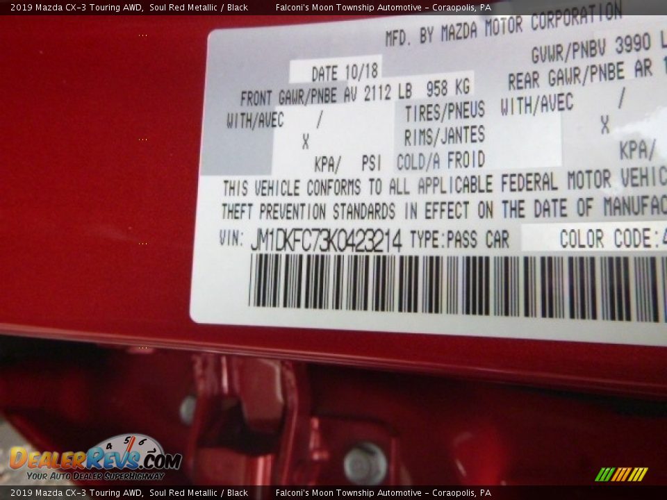 2019 Mazda CX-3 Touring AWD Soul Red Metallic / Black Photo #12