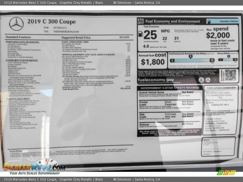 2019 Mercedes-Benz C 300 Coupe Graphite Grey Metallic / Black Photo #10