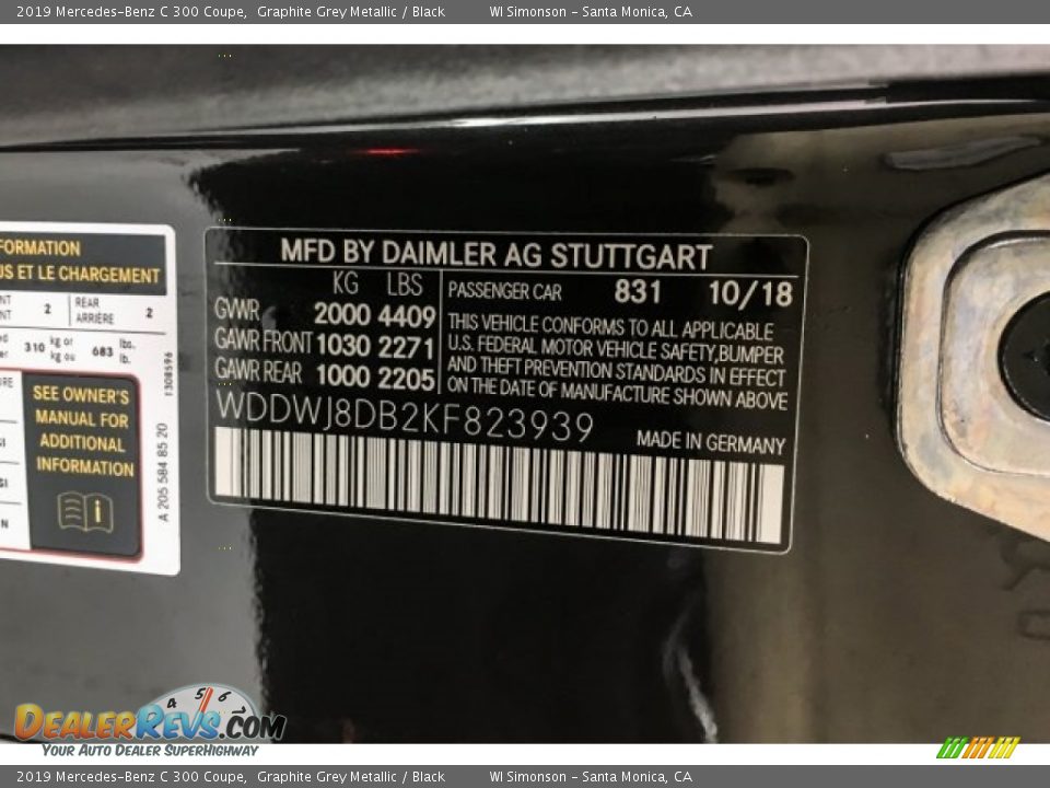 2019 Mercedes-Benz C 300 Coupe Graphite Grey Metallic / Black Photo #11