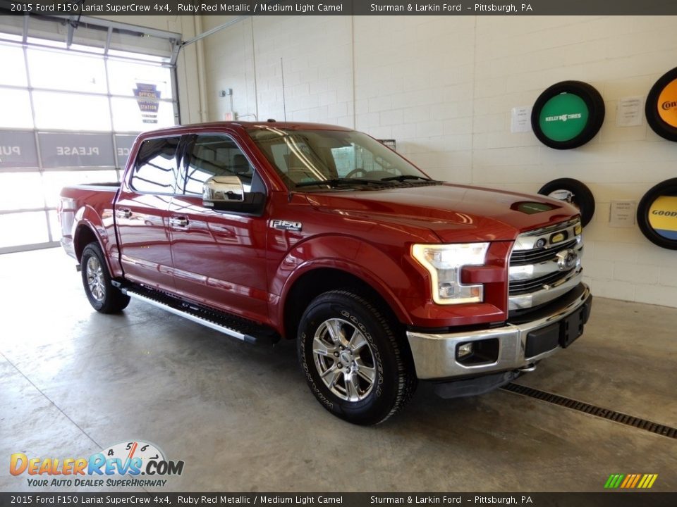 2015 Ford F150 Lariat SuperCrew 4x4 Ruby Red Metallic / Medium Light Camel Photo #1