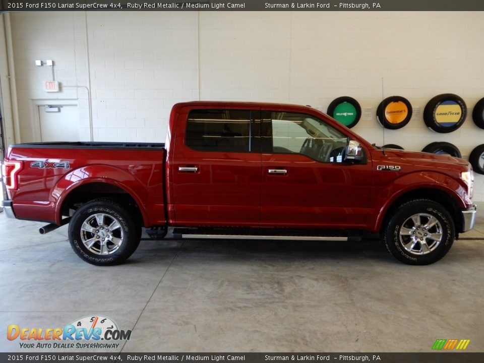 2015 Ford F150 Lariat SuperCrew 4x4 Ruby Red Metallic / Medium Light Camel Photo #2