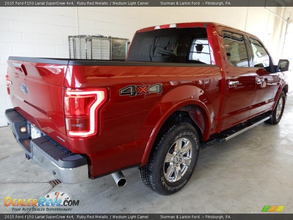 2015 Ford F150 Lariat SuperCrew 4x4 Ruby Red Metallic / Medium Light Camel Photo #3