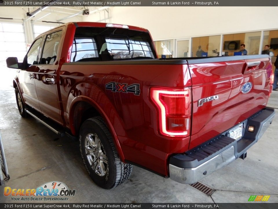 2015 Ford F150 Lariat SuperCrew 4x4 Ruby Red Metallic / Medium Light Camel Photo #6