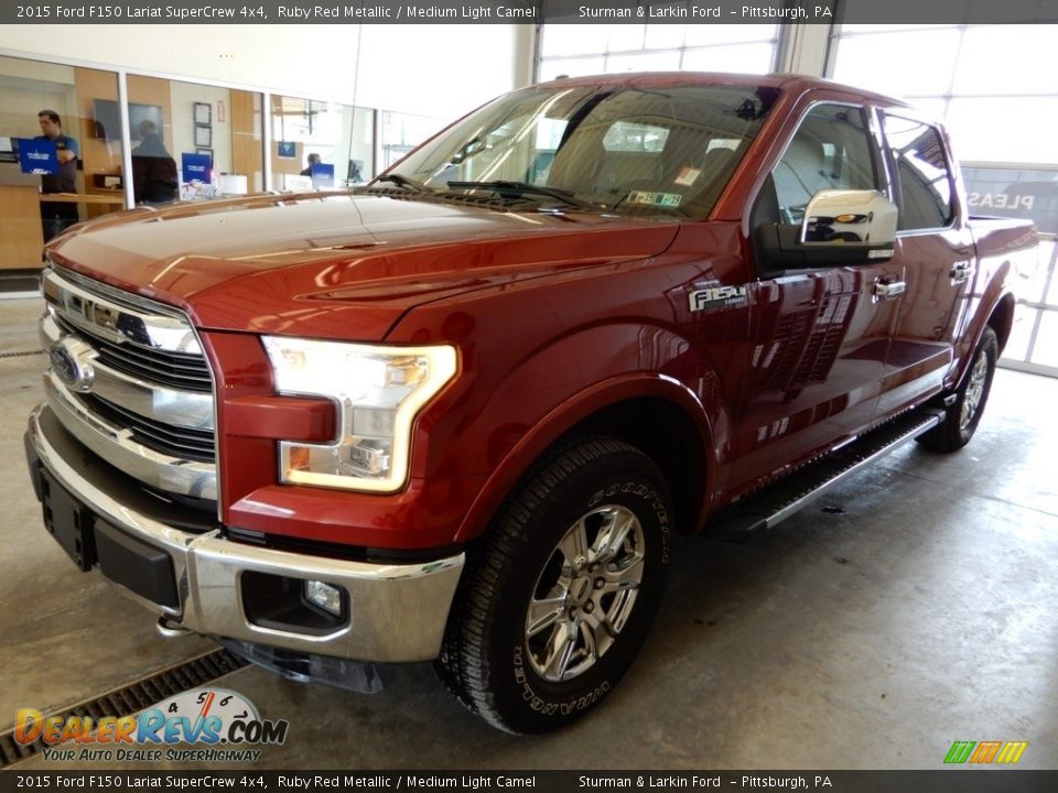 2015 Ford F150 Lariat SuperCrew 4x4 Ruby Red Metallic / Medium Light Camel Photo #7