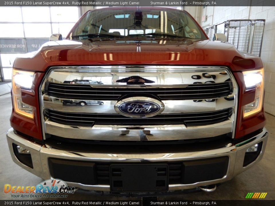 2015 Ford F150 Lariat SuperCrew 4x4 Ruby Red Metallic / Medium Light Camel Photo #8