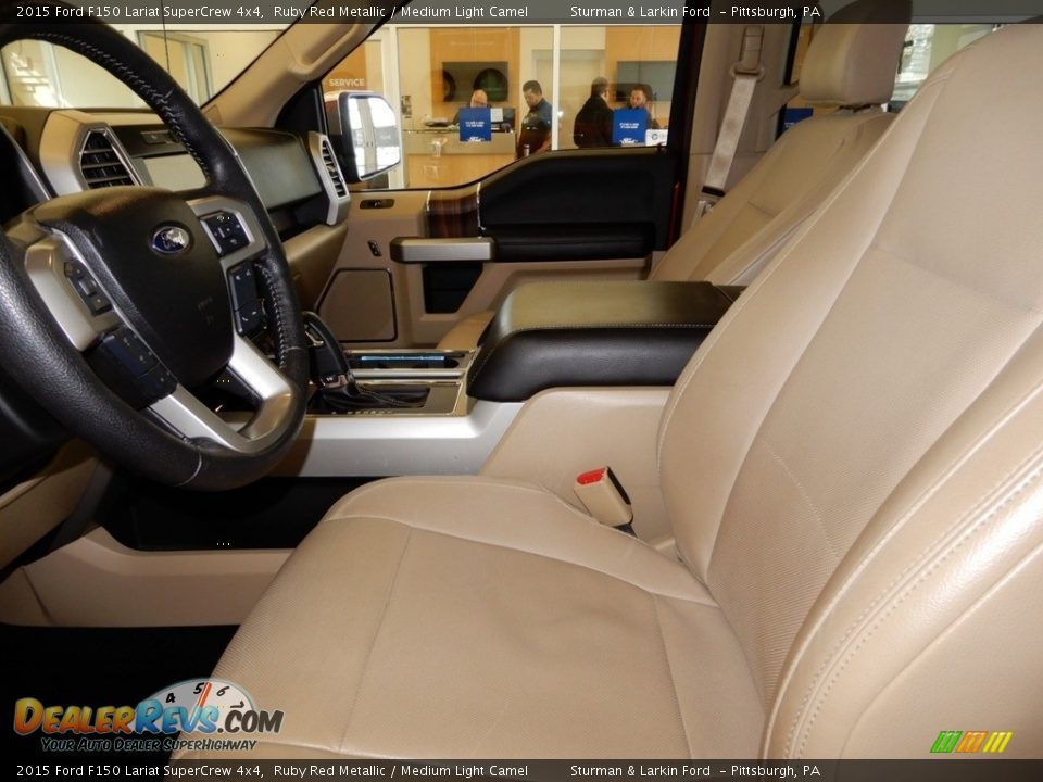 2015 Ford F150 Lariat SuperCrew 4x4 Ruby Red Metallic / Medium Light Camel Photo #12