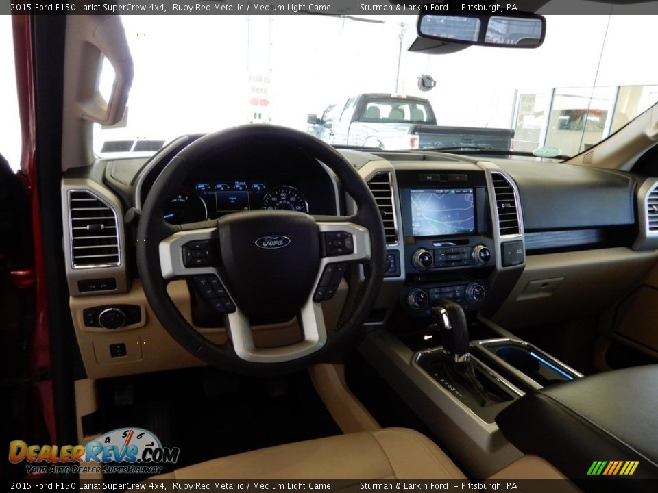 2015 Ford F150 Lariat SuperCrew 4x4 Ruby Red Metallic / Medium Light Camel Photo #15