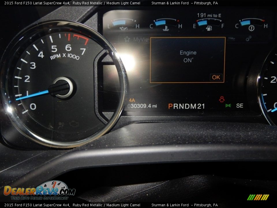 2015 Ford F150 Lariat SuperCrew 4x4 Ruby Red Metallic / Medium Light Camel Photo #25