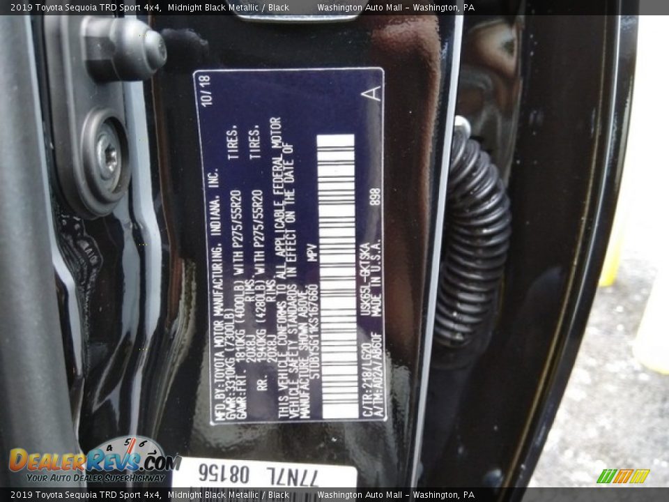2019 Toyota Sequoia TRD Sport 4x4 Midnight Black Metallic / Black Photo #20