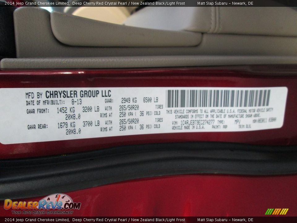 2014 Jeep Grand Cherokee Limited Deep Cherry Red Crystal Pearl / New Zealand Black/Light Frost Photo #29