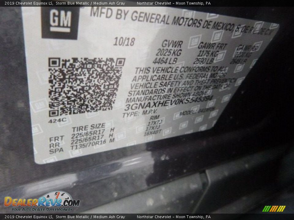 2019 Chevrolet Equinox LS Storm Blue Metallic / Medium Ash Gray Photo #15